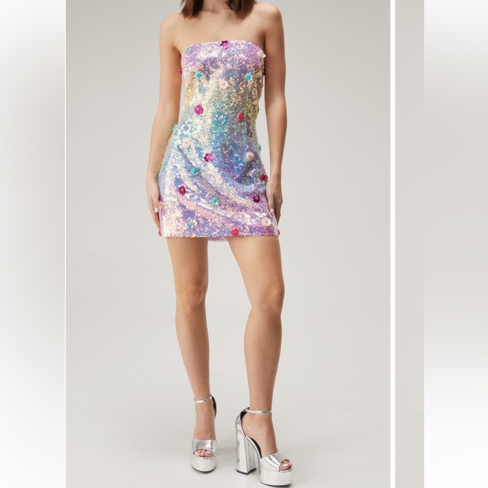 Nasty Gal floral sequin mini